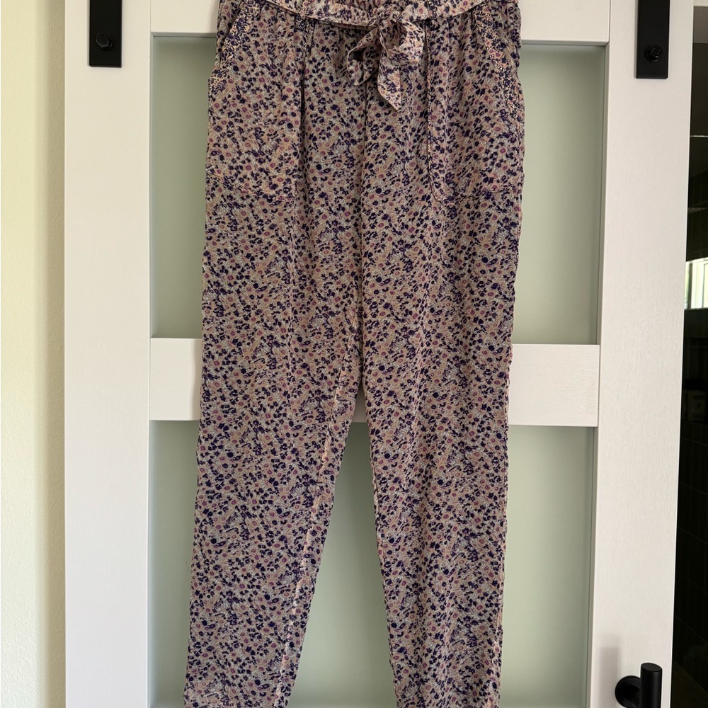 Joie Pink and Blue Ankle Cropped Pants